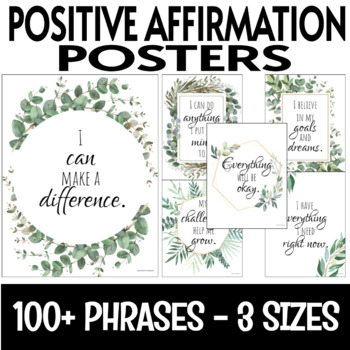 Preview of Positive Affirmation - Growth Mindset - Self Talk Posters - Plant Decor