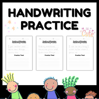 Positive Affirmation Handwriting Practice Sentences l Manuscript ...
