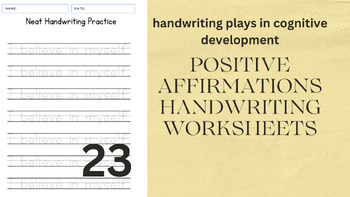 Preview of Positive Affirmation Handwriting Practice Worksheets