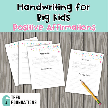Preview of Positive Affirmation Handwriting for Older Students | Print+Cursive