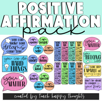 Positive Affirmation | Positive Mindset | SEL Decor Pack Worksheets