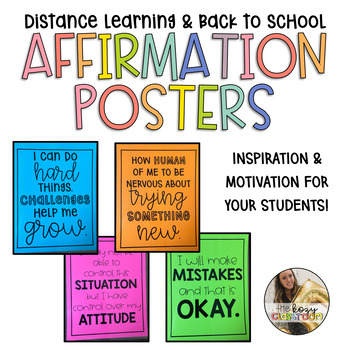 Positive Affirmation Posters | Distance Learning & Back to School