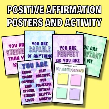 Positive Affirmation Posters and Activity by ART FOR ART'S SAKE | TpT