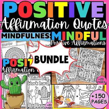 Preview of Positive Affirmation Quotes SEL Coloring Pages Growth Mindset Self-Talk Bundle