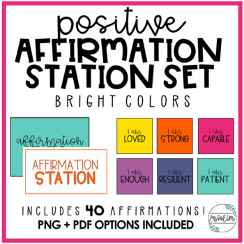 Preview of Positive Affirmation Station | Bright Colors | Classroom Decor