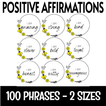 Preview of Positive Affirmation - Station, Mirror, or Circles - Bee Theme