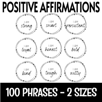 Preview of Positive Affirmation - Station, Mirror, or Circles - Black and White