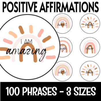 Preview of Positive Affirmation - Station, Mirror, or Circles - Boho Rainbow