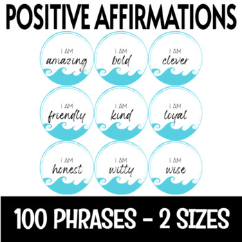 Preview of Positive Affirmation - Station, Mirror, or Circles - Ocean Marine