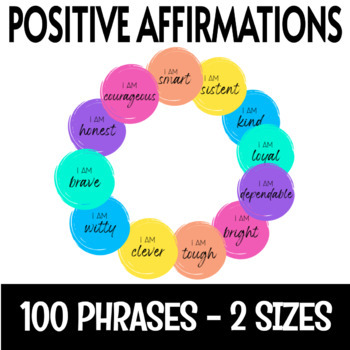 Preview of Positive Affirmation - Station, Mirror, or Circles - Rainbow