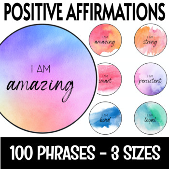 Preview of Positive Affirmation - Station, Mirror, or Circles - Watercolors