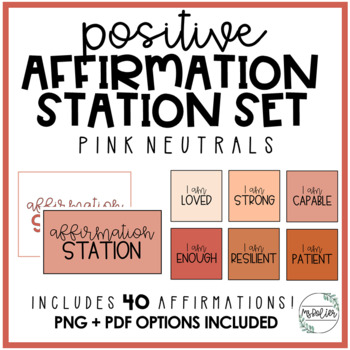 Preview of Positive Affirmation Station | Pink Neutrals | Classroom Decor