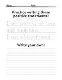 Positive Affirmation Writing