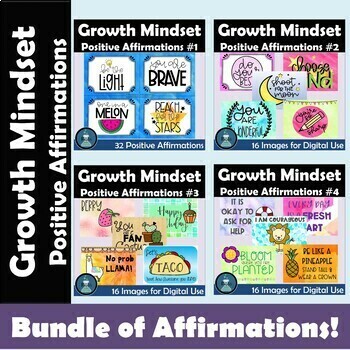 Preview of Positive Affirmation and Growth Mindset Affirmations Bundle