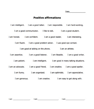 Positive Affirmations by Speech Happens | Teachers Pay Teachers