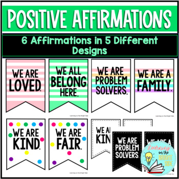 Positive Affirmations Banner by Learning on the Bright Side | TPT