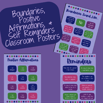 Preview of Positive Affirmations, Boundaries, & Self-Love Reminders Classroom Posters