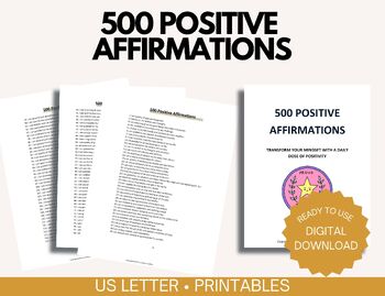 Preview of Empower Your Classroom with 500 Positive Affirmations for Students