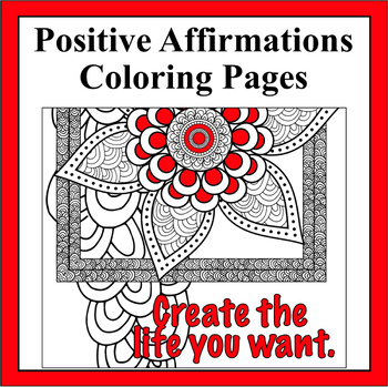 Preview of Positive Affirmations Coloring- 27 Pages with Motivating Positive Statements