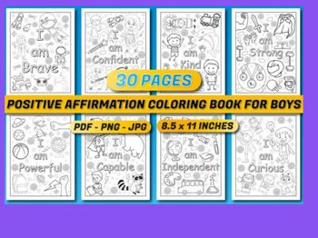Preview of Positive Affirmations Coloring Book Kids