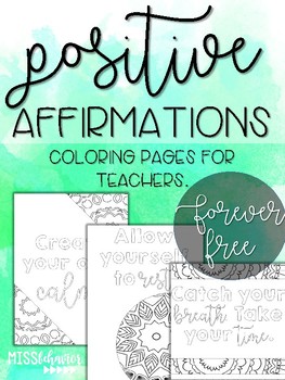 Preview of Positive Affirmations: Coloring Journal for Teachers