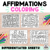 Positive Affirmations Coloring Pages Differentiated for Sp