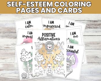 Preview of Positive Affirmations Coloring Pages for Kids | Growth Mindset Activities | SEL