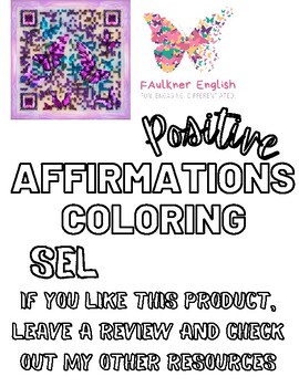 Preview of Positive Affirmations Coloring SEL early finisher printables