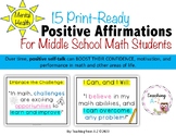 Positive Affirmations (Growth Mindset) Math Posters for Mi