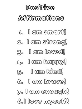 Positive Affirmations & Positive Self-Talk by Fatima S | TPT