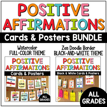 Positive Affirmations Posters & Cards BUNDLE | Positive Affirmations Mirror