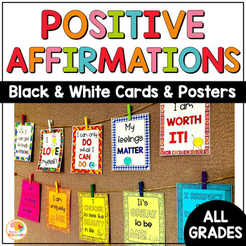 Positive Affirmations Posters | Positive Affirmation Mirror Cards in B&W