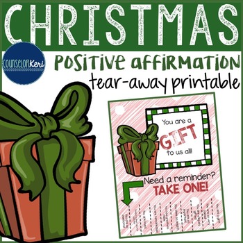 Preview of Positive Affirmations Tear Away Printable - Christmas Winter - School Counseling