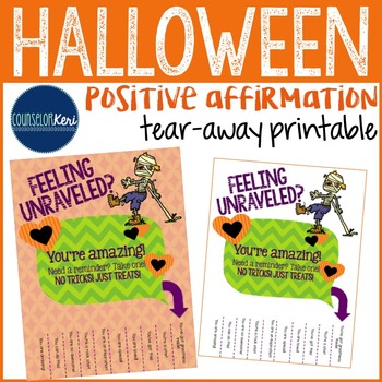 Preview of Halloween Affirmation Encouragement Tear-Away Printable - School Counseling