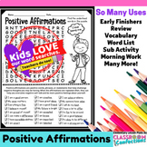 Positive Affirmations Word Search : Early Finishers : Morn