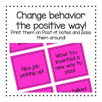 Preview of Positive Affirmations and Specific Praise (print on Post-it notes)-FREE