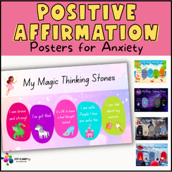 Preview of Positive Affirmations for Anxiety | Positive Self-Talk & Self-Regulation Posters