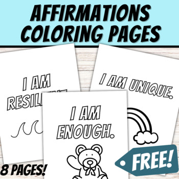 Preview of Positive Affirmations for Growth Mindset Coloring Pages for Calming Corner SEL