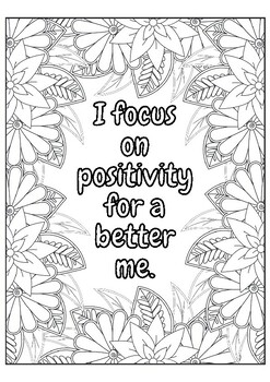 Preview of Positive Affirmations for Students-Coloring Pages