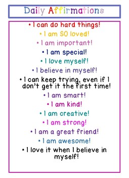 Preview of Positive Affirmations for kids