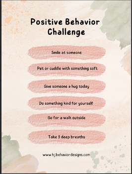 Positive Behavior Challenge Poster by KJ Behavior Designs | TPT
