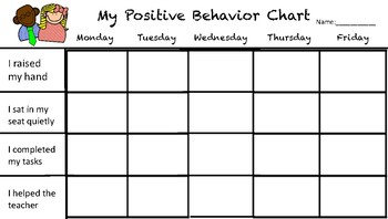 Positive Behavior Chart for Children With Behavioral Difficulties