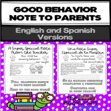 Positive Behavior Letters to Parents in English and in Spanish