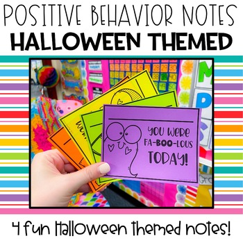 Preview of Positive Behavior Notes | Halloween Themed | Positive Notes Home