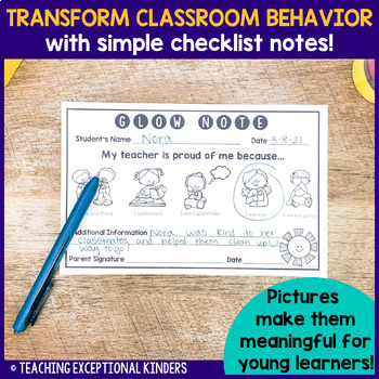 Positive Behavior Notes to Send Home | Glow and Grow Notes with Pictures