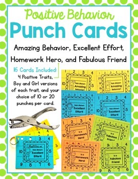 Preview of Positive Behavior Punch Cards