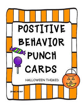 Preview of Positive Behavior Punch Cards - Halloween Themed - So Cute!