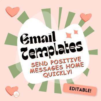 Preview of Positive Behavior Reinforcement EMAIL TEMPLATES to send messages to parents