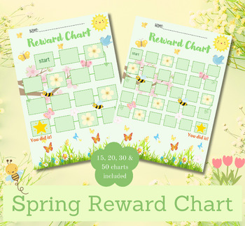 Preview of Spring Theme Positive Behaviour Reward Chart Classroom management