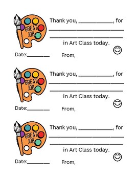 Preview of Positive Behavior Slips: Art Classroom